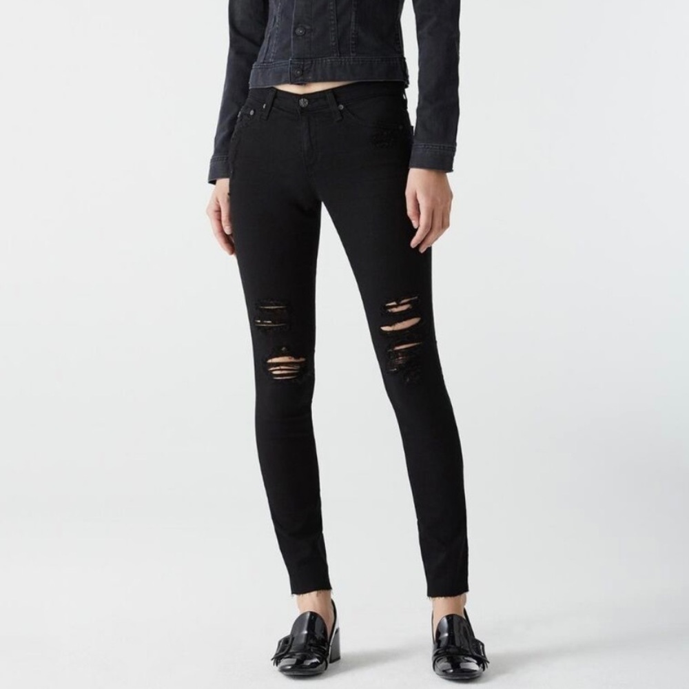 AG Distressed Prima Cigarette Leg Jeans
